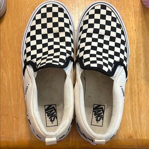 Vans Kids Black and White Checkered Slip-On Sneakers